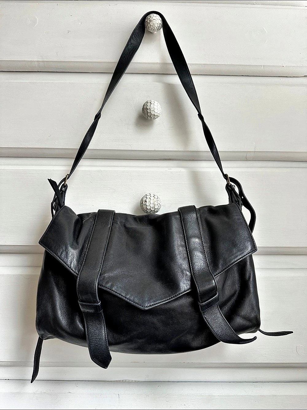 Wilfred Black Crossbody Messenger Bag
